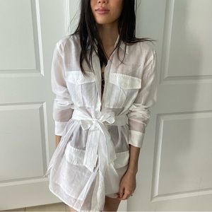 Ralph Lauren Sheer White Beach Vacation Shirt